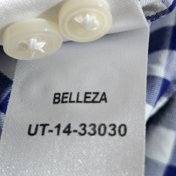 NWT UNTUCKit BELLEZA 100% COTTON GINGHAM NAVY BLUE/WHITE BUTTON FRONT SHIRT - Picture 10 of 10